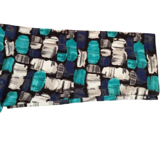 Emma James Sweater Womens Small Cropped Cardigan Blue‎ Gray Black Artsy Print - Picture 6 of 7